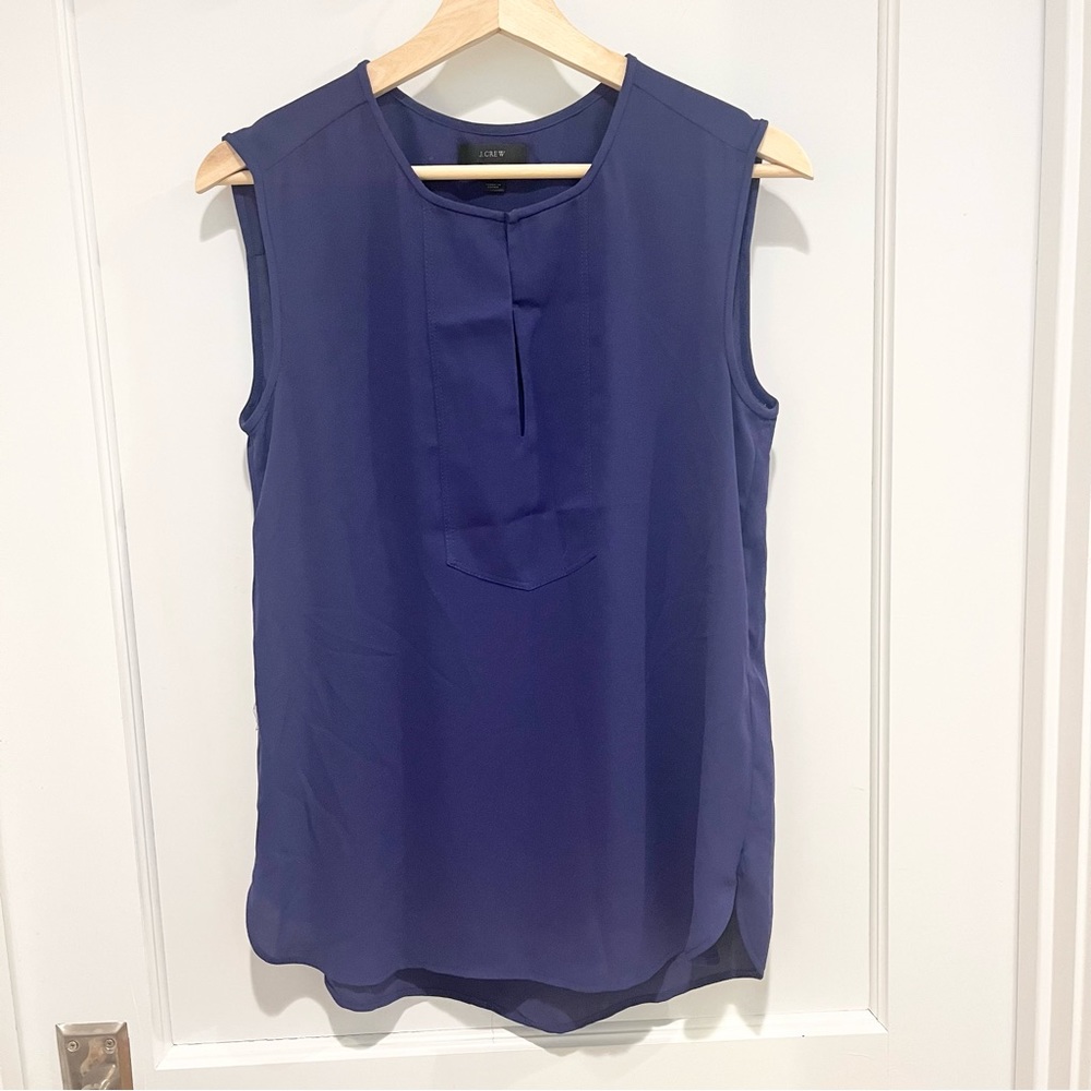 ⭐️ J. Crew Drapey Sleeveless Tunic Blouse Indigo 2